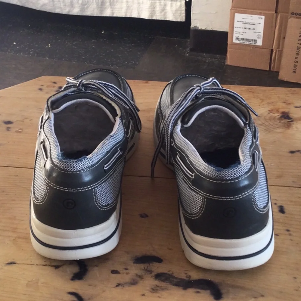 Rockport Black and White Men's Lace-Up Boat Shoes